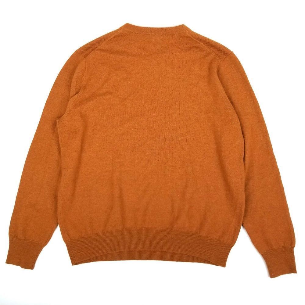 Garret Scott Orange Fine Merino Wool V-Neck L/S Sweater Old Money Quiet Luxury - Picture 2 of 7